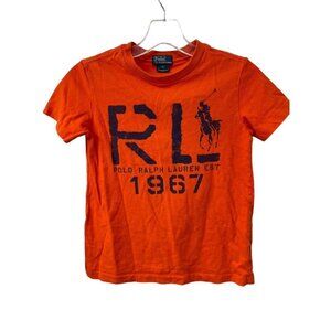 Polo Ralph Lauren TShirt Boys Size 7 Orange Blue Logo 1967